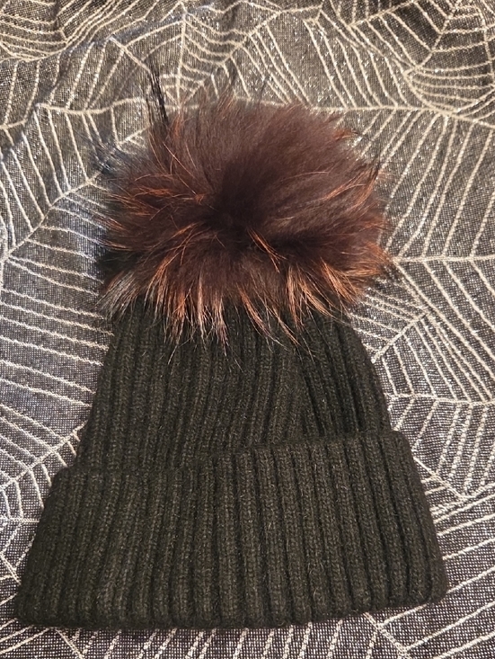 Yves Salomon Accessories - YVES‎ SALOMON Beanie Hat Fur Pom Pom